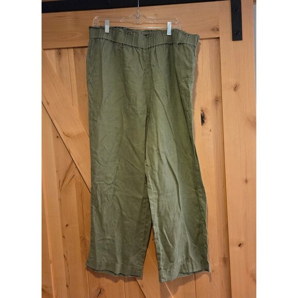 Talbots Size XLP Nantucket Washed Linen Wide Leg Pants Pockets Elastic Waist - Picture 1 of 15